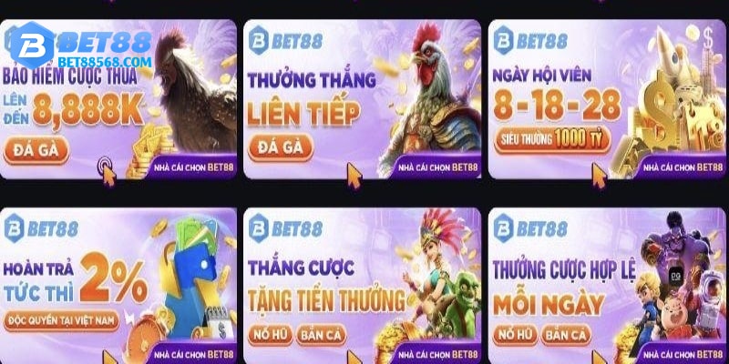 Xem toàn bộ chương trình ưu đãi tại trang chủ, danh mục khuyến mãi Bet88